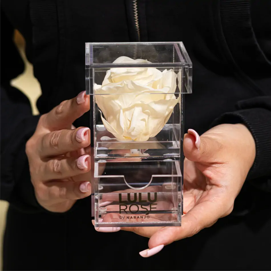 Joyero con rosa preservada