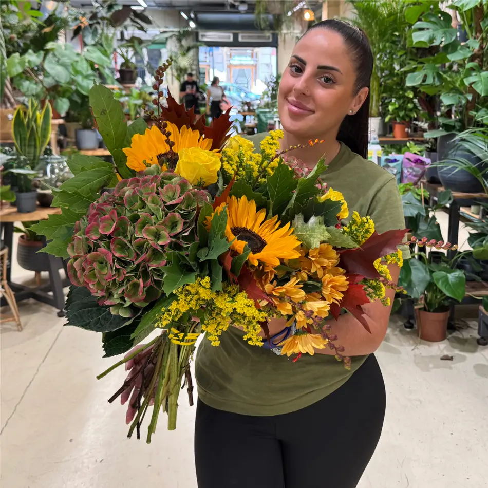 Ram d'hortensies i gira-sols